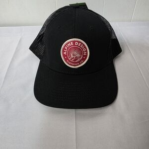 Alpine Design AD M Patch Trucker Black and Red Mesh Hat Embroidered Logo